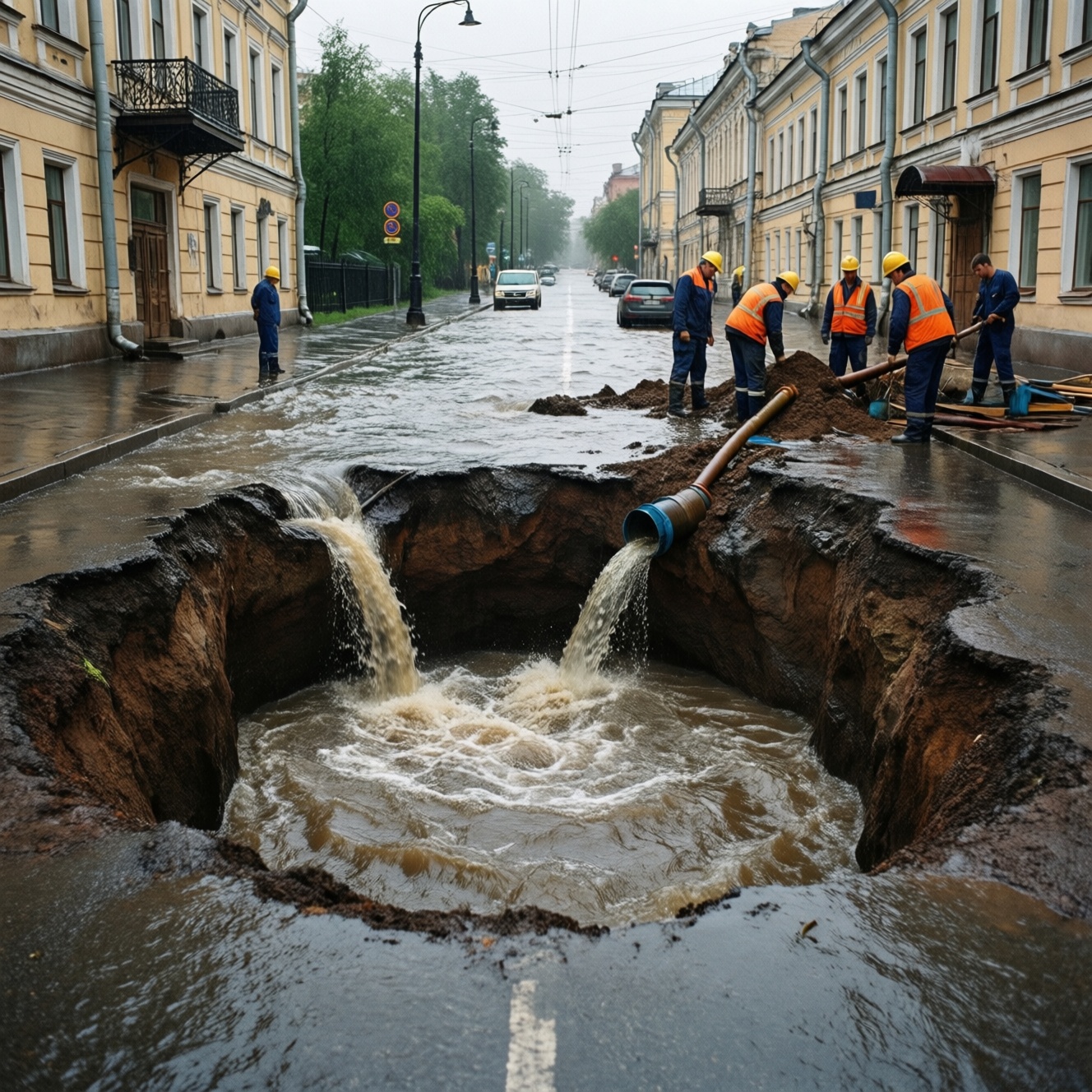 Во Владивостоке второй день устраняют прорыв водопровода на Интернациональной и Калинина